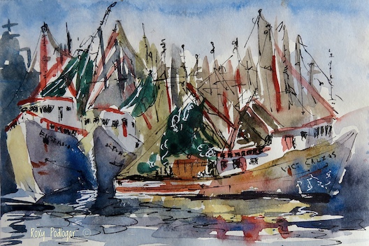 Puerto Penasco, Sonora, Mexico. Line and Wash