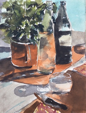 Barra de Navidad, Jalisco, Mexico. Line and Wash